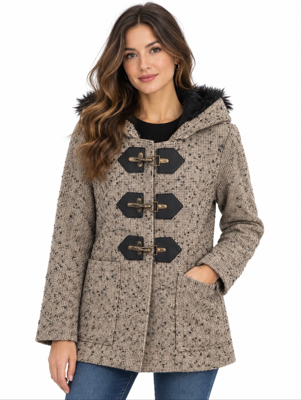 Third Piece Wool Blend Hooded Toggle Coat Size 6